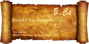 Balázs Csegő névjegykártya